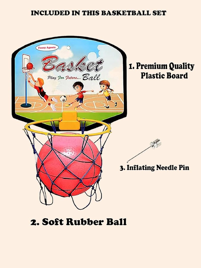 Fancy Agents Basket Ball for Kids for Boys/Girls| Premium Basketball|Basketball Portable Set with Hanging Board, Ring Net for Indoor and Outdoor Games| Birthday & Return Gift Set Standard - Image 2