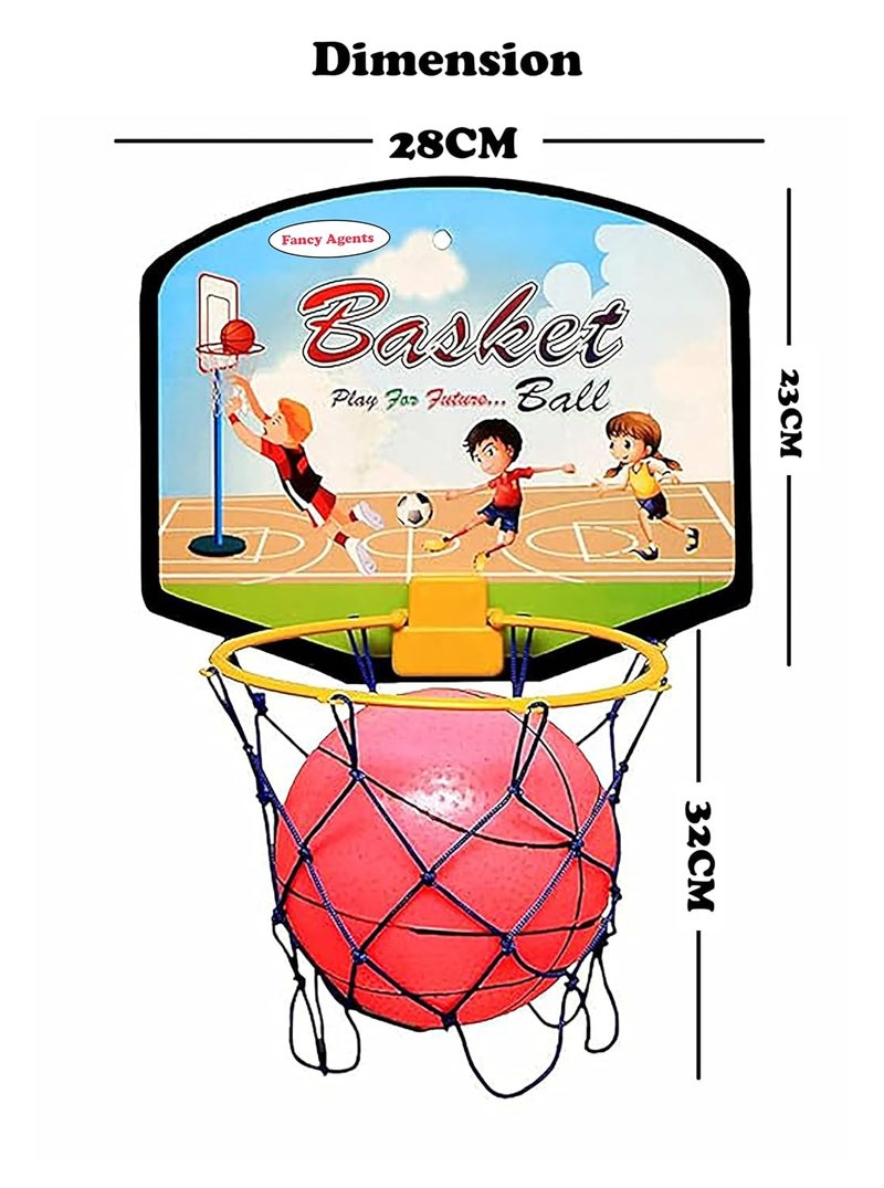 Fancy Agents Basket Ball for Kids for Boys/Girls| Premium Basketball|Basketball Portable Set with Hanging Board, Ring Net for Indoor and Outdoor Games| Birthday & Return Gift Set Standard - Image 4