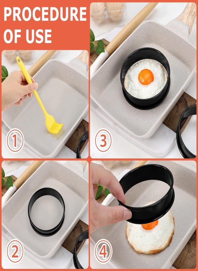 Saycker 8Pack Crumpet Rings, Nonstick English Muffin Rings with Silicone Brush, Stainless Steel Double Rolled Tart Rings Round Cooking Pastry Ring Molds for Crumpets Baking Cooking - Image 5