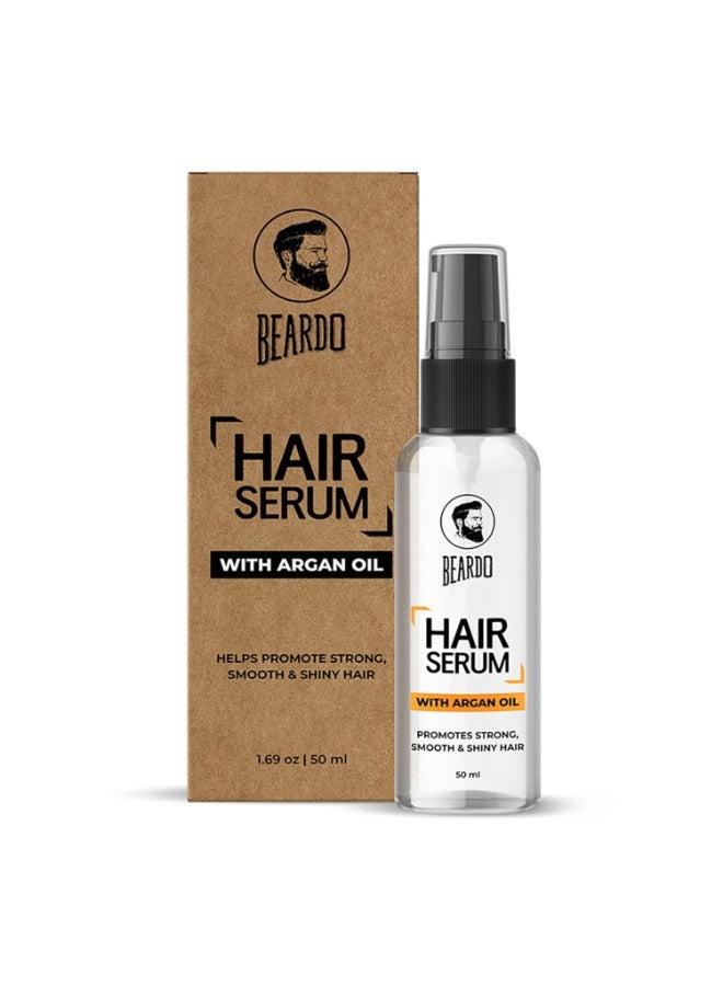 Beardo Hair Serum 50ml for Instant Shine & Anti-frizz with Argan Oil, Made for Men's Hair, Super Light-weight | Provides shine, smoothness and damage protection | Luxurious Shine, Frizz-Free Hair Serum for Men - Image 1
