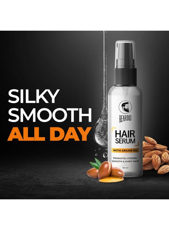 Beardo Hair Serum 50ml for Instant Shine & Anti-frizz with Argan Oil, Made for Men's Hair, Super Light-weight | Provides shine, smoothness and damage protection | Luxurious Shine, Frizz-Free Hair Serum for Men - Image 4