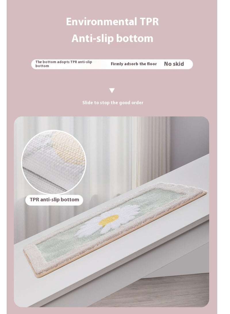 الأزرق جي دبليو سجادة حمام ديزي مانعة للانزلاق ناعمة وناعمة ورائعة بوهو بساط حمام من الأزهار قابل للغسل في الغسالة سجادة حمام ماصة للماء من السجاد الأشعث السميك لأرضية الحمام والمطبخ والمفرش من الألياف الدقيقة مقاس 45 × 65 سم - Image 2