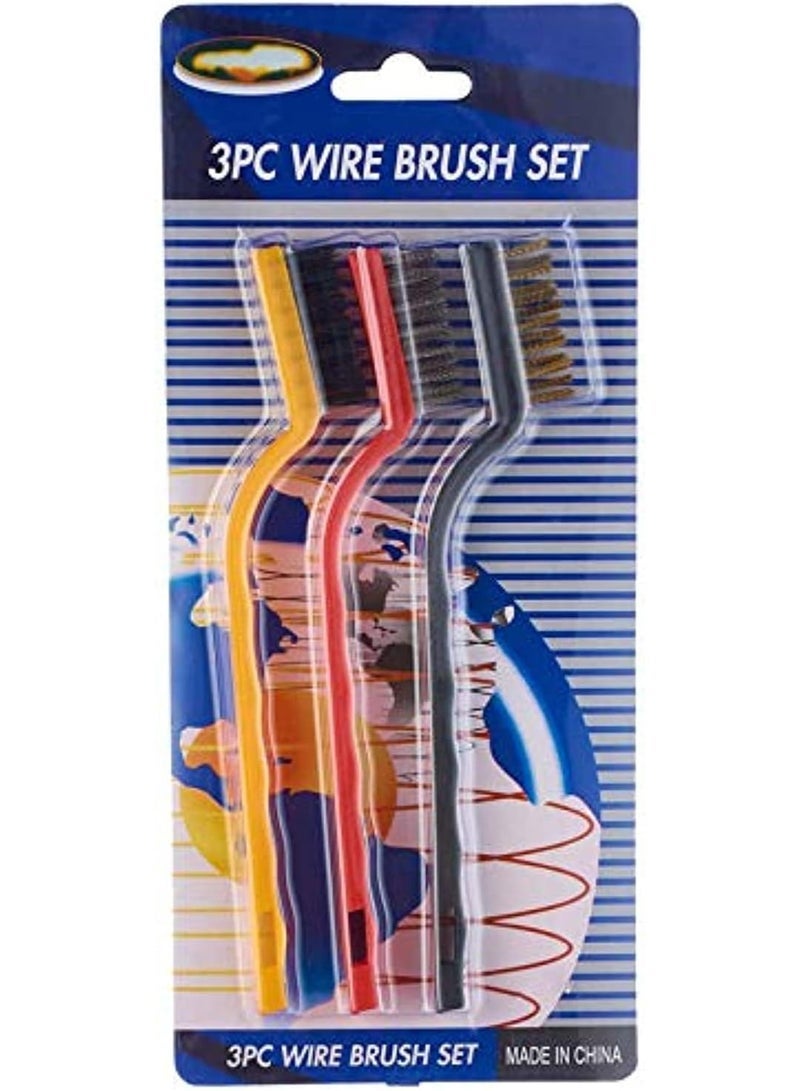 3-piece mini wire cleaning brush set with plastic handle - Image 1