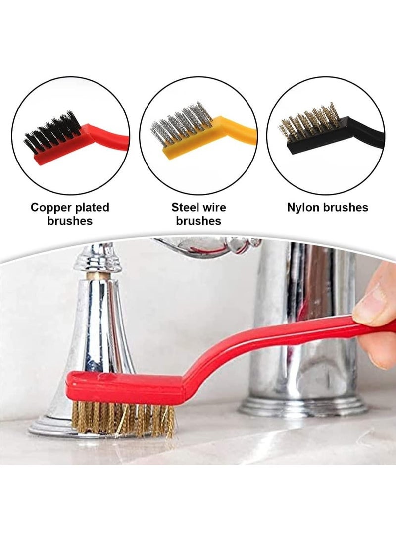 3-piece mini wire cleaning brush set with plastic handle - Image 3