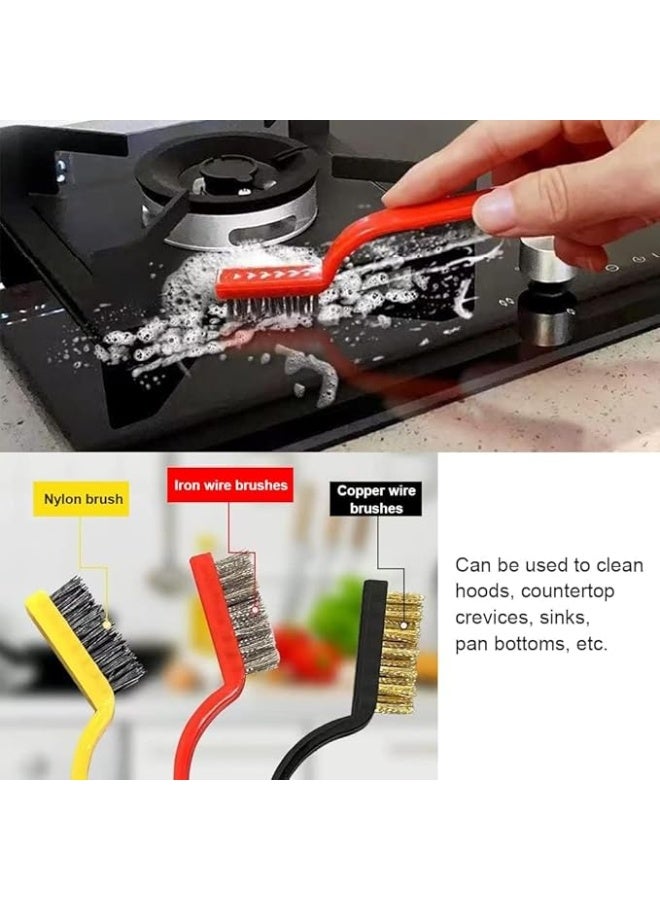3-piece mini wire cleaning brush set with plastic handle - Image 2