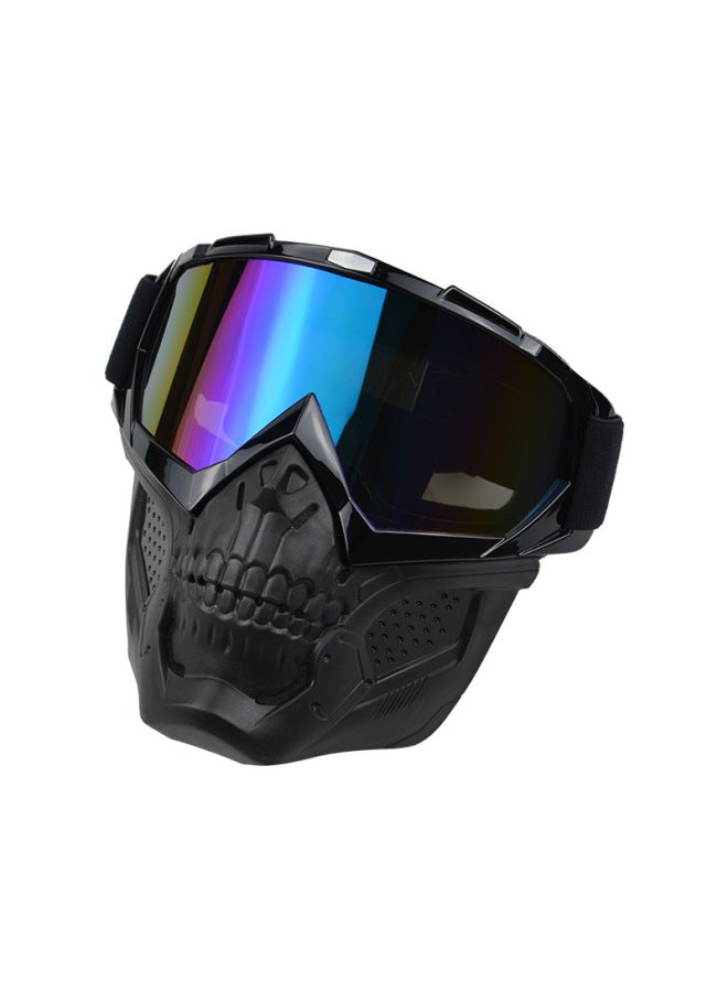Black Frame Color Film New Off-road Motorcycle Goggles Goggles Mask Quick Release Skull Mask Helmet Accessories Uv Protection Windproof