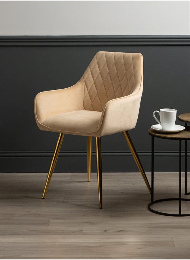 VANITY LIVING - VANITY LIVING Velvet Fabric Dining Room Chair, Accent Upholstered Leisure Armrest Chair with Gold Sturdy Legs for Guest Lounge, Bedroom and Living Room Furniture - Image 1