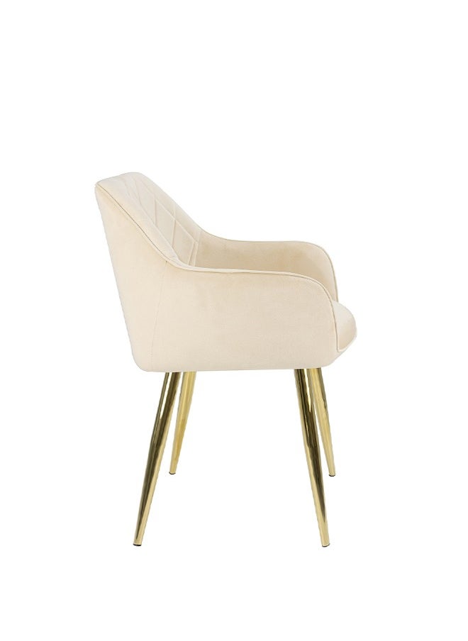 VANITY LIVING - VANITY LIVING Velvet Fabric Dining Room Chair, Accent Upholstered Leisure Armrest Chair with Gold Sturdy Legs for Guest Lounge, Bedroom and Living Room Furniture - Image 1