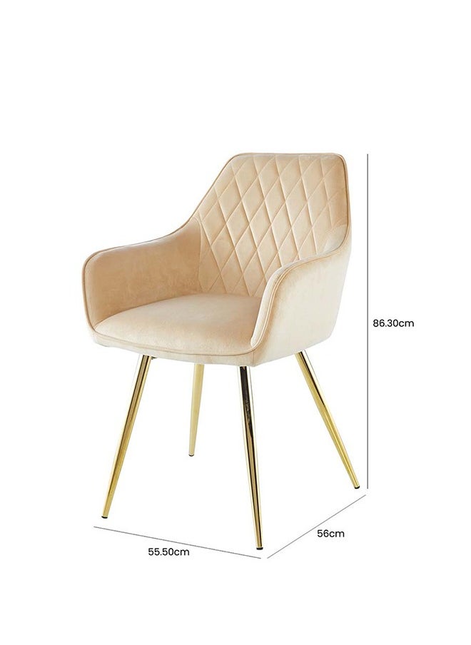 VANITY LIVING - VANITY LIVING Velvet Fabric Dining Room Chair, Accent Upholstered Leisure Armrest Chair with Gold Sturdy Legs for Guest Lounge, Bedroom and Living Room Furniture - Image 1