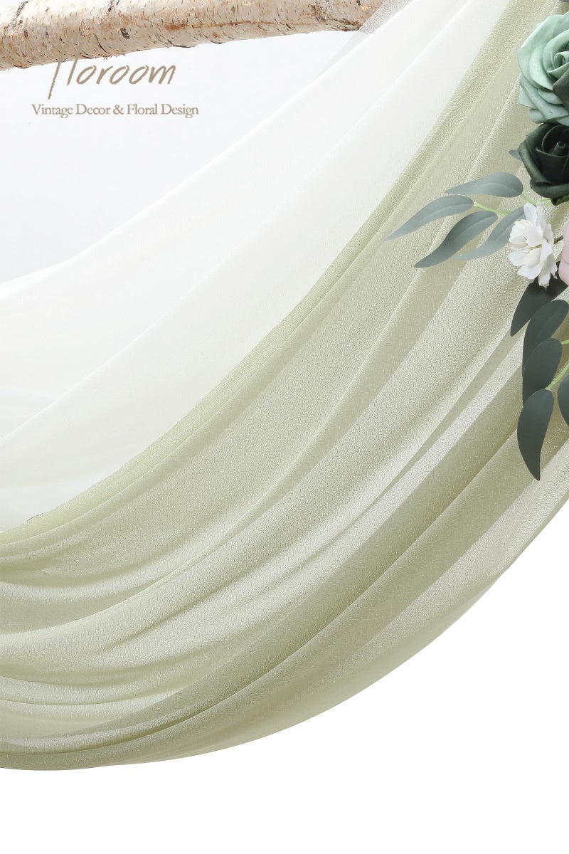 Floroom Arch Flowers with Drapes Kit (Pack of 4) - 2pcs Artificial Emerald & Sage Green Floral Swag Arrangement with 2pcs Draping Fabric for Wedding Ceremony Arbor and Reception Backdrop Decoration - Image 5