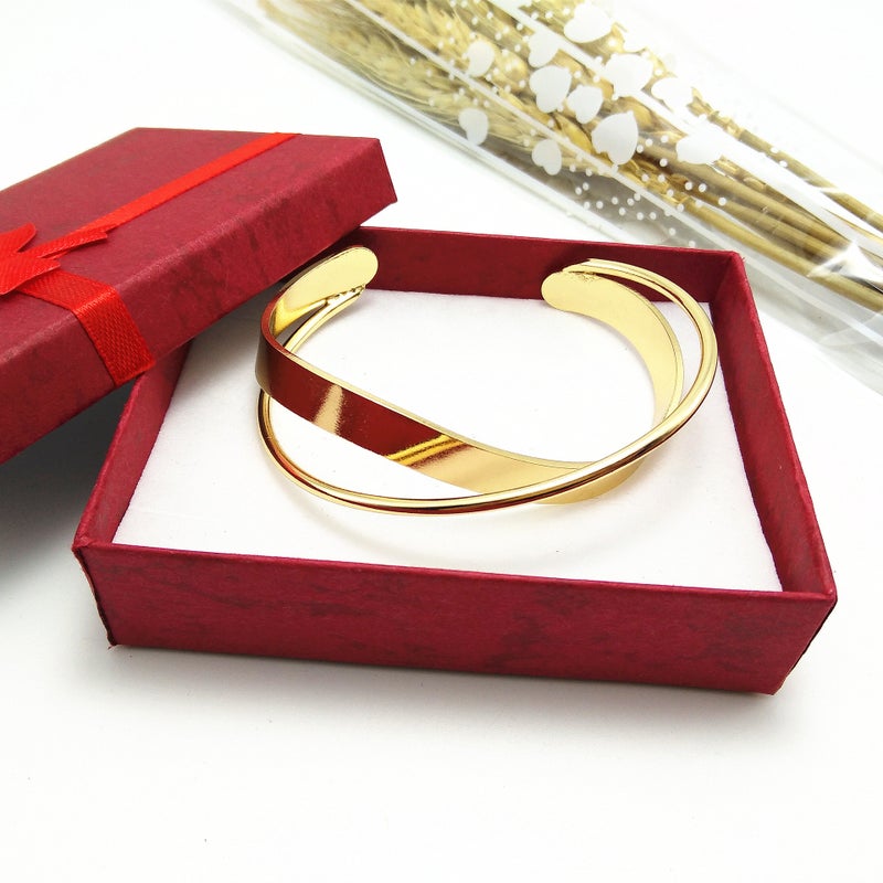 Trendy Korean Street-style Geometric Cuff Bracelet for Women Gold Gold