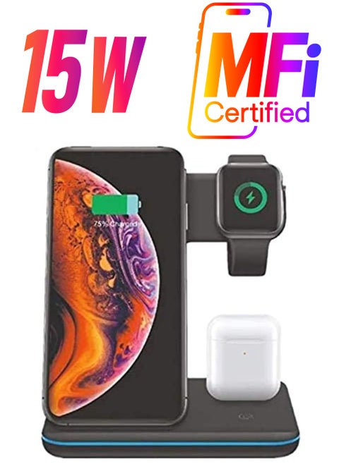 3 in 1 Universal 15W Qi Wireless Charger for Iphone iwatch and airpords