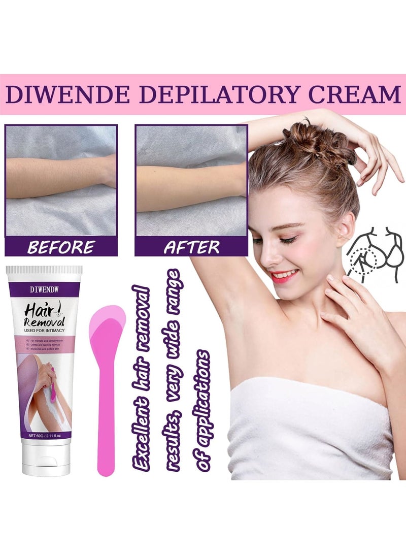 Zikra Hair Removal Cream for Women, 2 Pcs Fast and Painless Depilation, Gentle Hair Remover Formula for All Skin Types, Flawless Depilatory Cream for Underarms, Pubic, Bikini and Private Areas - Image 2