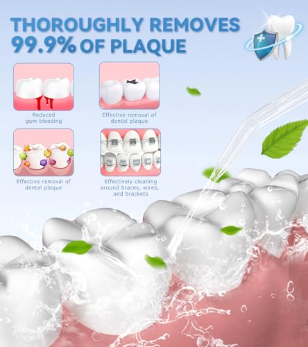 HEYAXA Water Dental Flosser for Teeth Cleaning with 1000ML Large Capacity and UV Storage 10 Adjustable Pressure Electric Oral Irrigator with 7 Jet Tips for Home Use Gums Braces White - Image 5