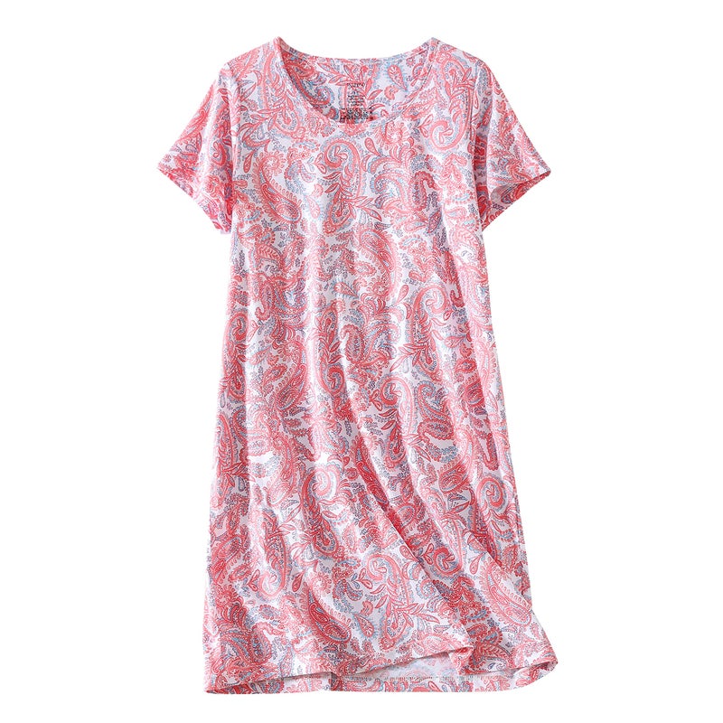 PNAEONG 3 Pack Women's Cotton Nightgown Sleepwear Short Sleeves Shirt Casual Print Sleepdress SY003-Paisley+Purple+Star-3XL - Image 2