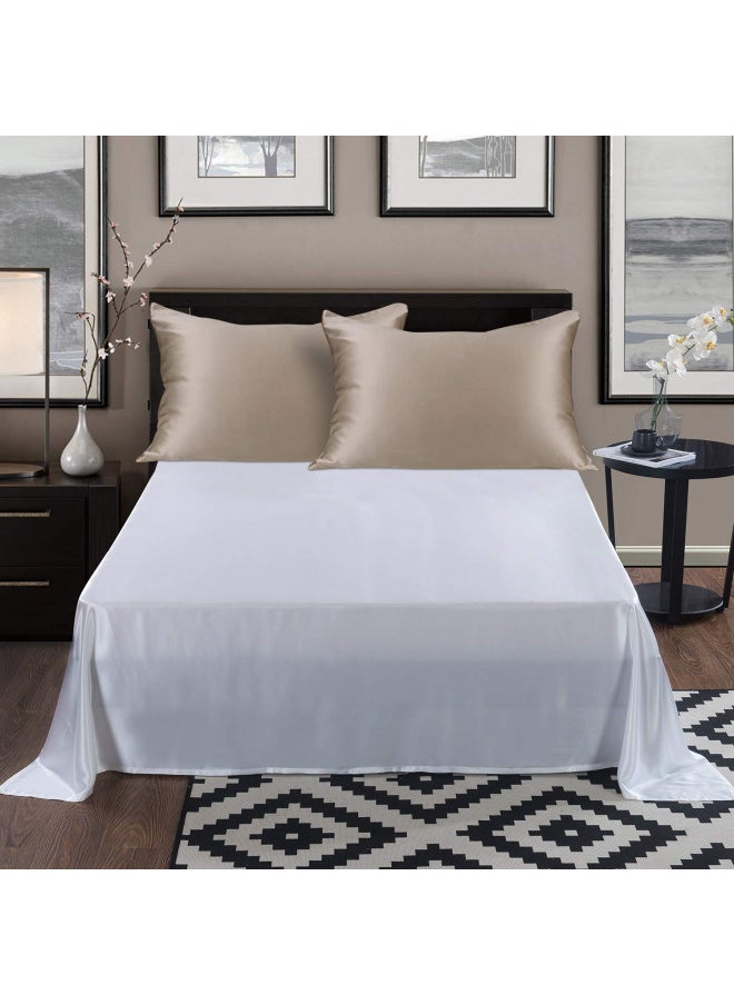 ALASKA BEAR Natural Silk Pillowcase, Hypoallergenic, 19 Momme, 600 Thread Count 100 Percent Mulberry Silk, Queen (1 Pack, Taupe Tan)
