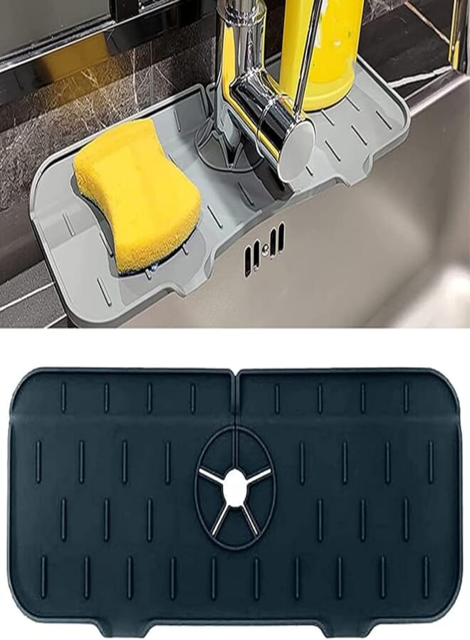 Silicone Splash Guard for Kitchen Sink, Splash Catcher for Sink Faucet Behind Sink Splash Guard, Drip Protector Splash for Kitchen, Bathroom,Sink Mat, Dish Drying Mat, Sponge Holder black