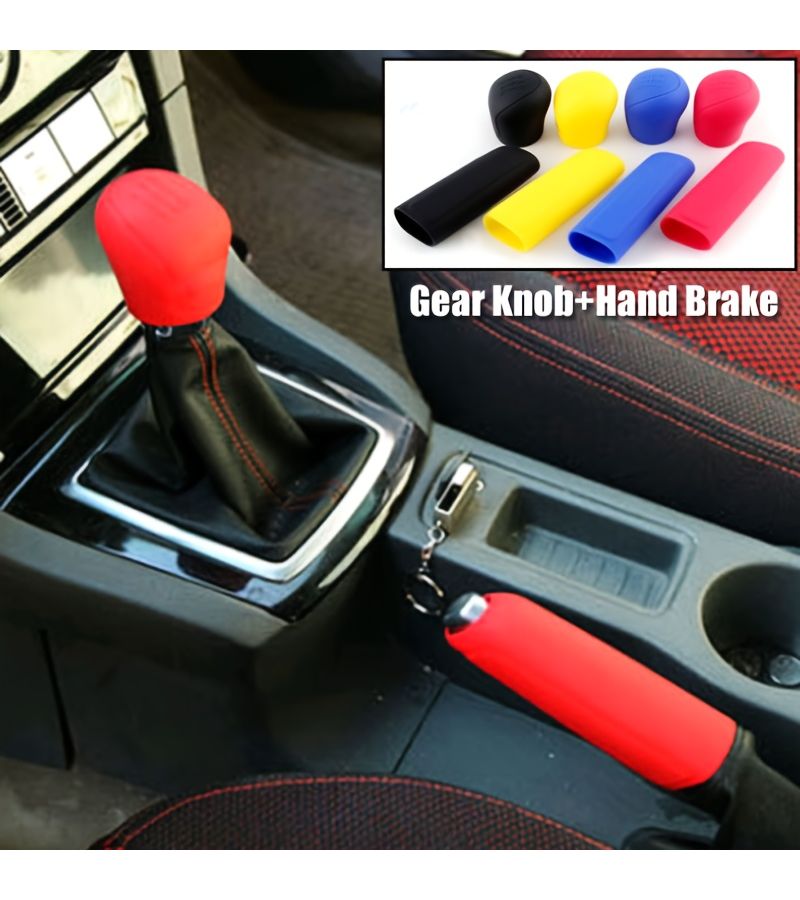 2 Pcs Red Shift Gear Knob Handbrake Cover For Ford Focus Fiesta Kuga Gear Head Covers Handball Lever Collar - Image 1