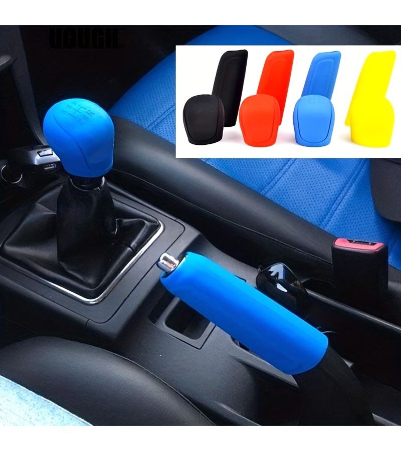 2 Pcs Red Shift Gear Knob Handbrake Cover For Ford Focus Fiesta Kuga Gear Head Covers Handball Lever Collar - Image 2