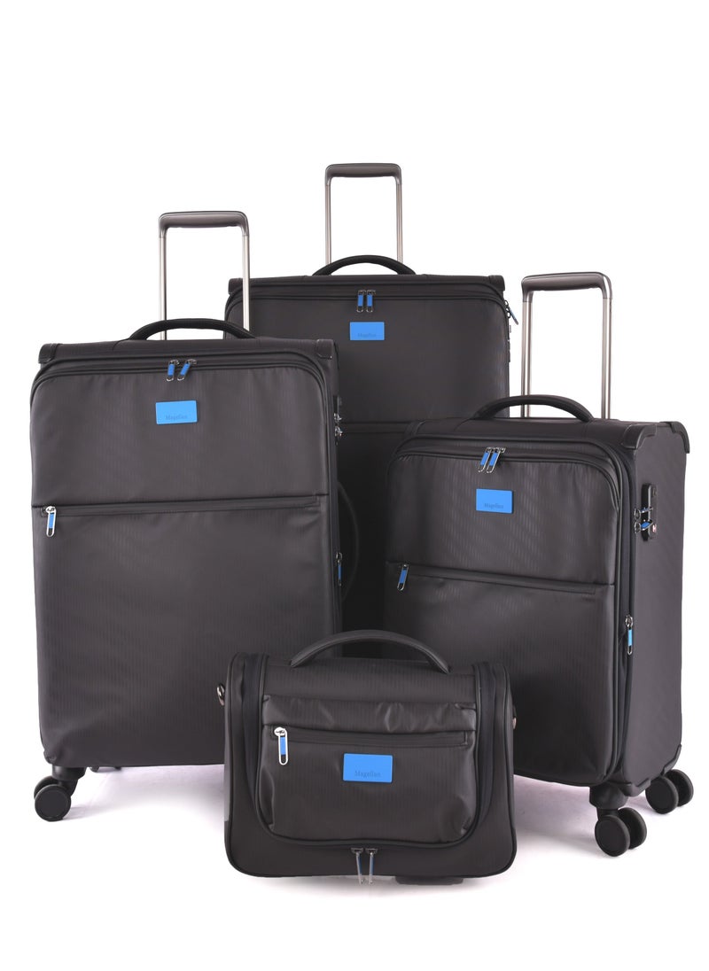 MAGELLAN Magellan Luggage sets 4 Piece Soft Fabric Lieghtweight Trolley Travel Bag Suitcase Size 14/20/24/28 Inch Black  - Image 1