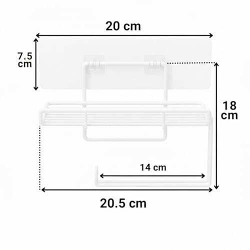 Stickzy Adhesive Toilet Paper Holder with Shelf - No-Drill Wall Mount Tissue Dispenser & Mobile Phone Stand, Rustproof Bathroom Organizer & Kitchen Towel Bar, Sleek White (Pack of 1) - Image 2