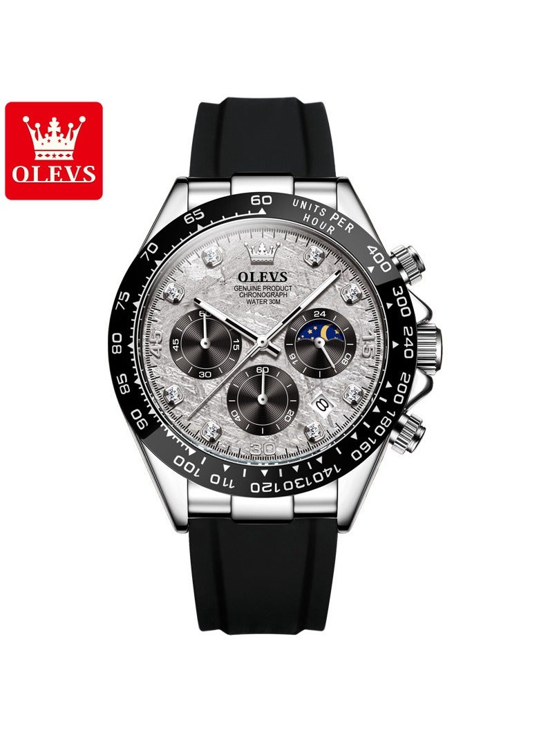 OLEVS Men's Chronograph Quartz Watches, Leather Strap Gold Case with Day Date, Waterproof Stainless Steel Wrist Watch, Luminous Watches for Men, Fashion, Leisure - Image 1