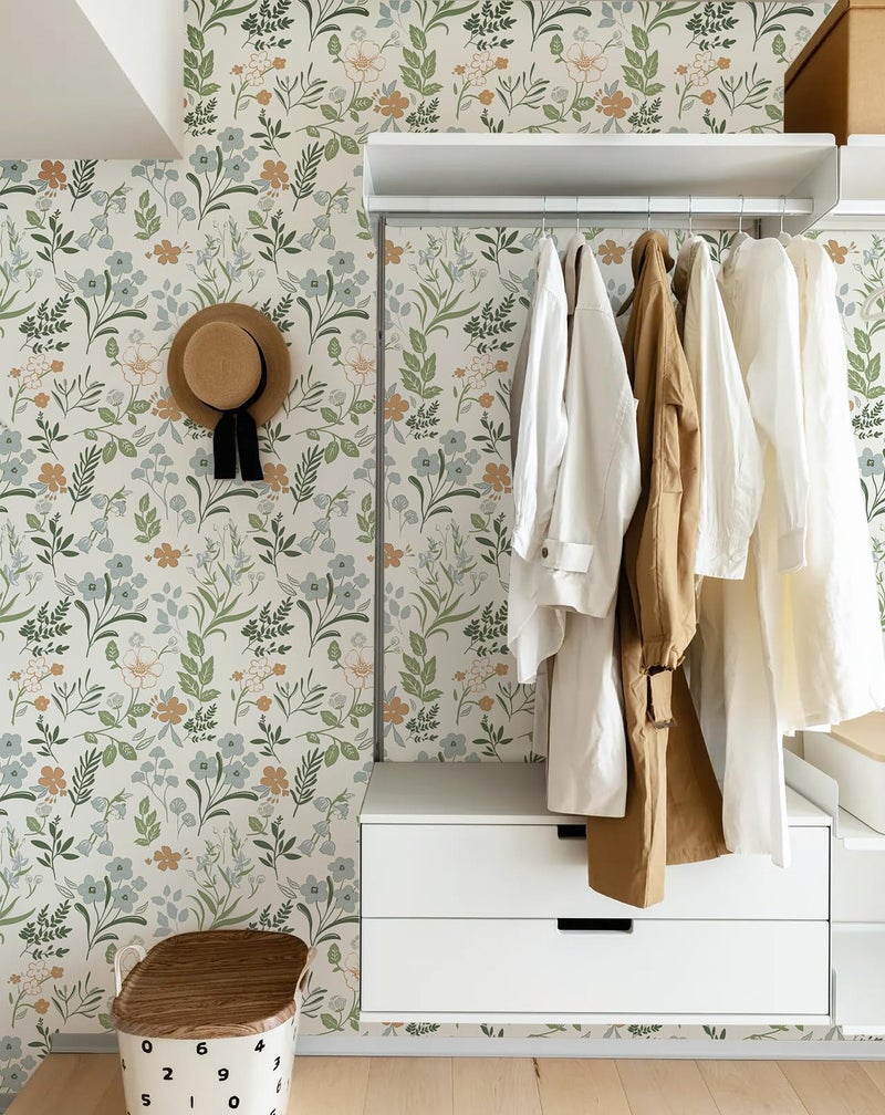 MelunMer Floral Wallpaper Peel and Stick Wallpaper Boho Leaf Contact Paper for Drawers Cabinets Self Adhesive Removable Wallpaper for Bedroom Bathroom Wallpaper Waterproof Botanical17.3 x393 - Image 2