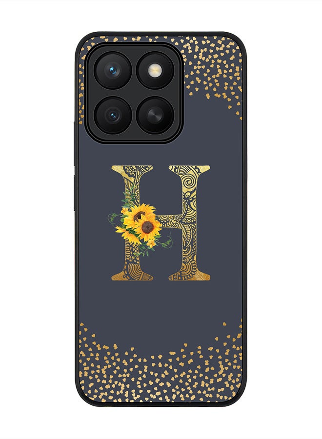 Stylizedd For Honor X8c Case,Slim fit Camera Protection, Shockproof Thin Phone cover  - Custom Floral Monogram - H  (Grey )