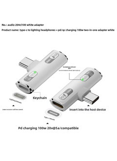 Generic USB-C Suitable For Lightning Headset To Typec Listening PD100w Charging Adapter-Interface Form:White Audio 204cl100 Adapter  - Image 1