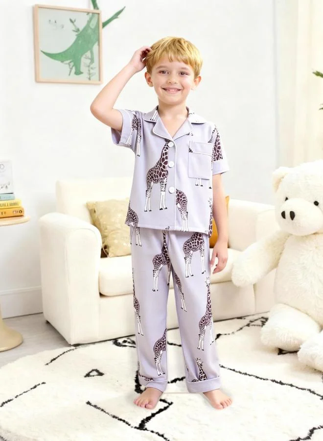 Take Two Boys Giraffe Print Shirt and Pyjama Set