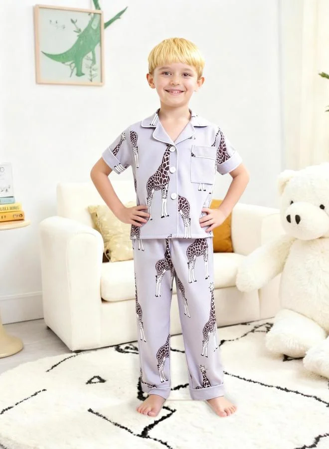 Take Two Boys Giraffe Print Shirt and Pyjama Set