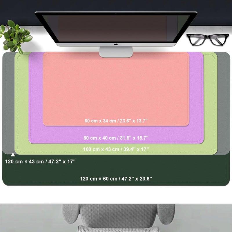 BLESWIN Leather Desk Pad Protector, 39.4'' X 17'' Large Mouse Pad, Office Desk Mat, Non-Slip PU Leather & Suede Base Desk Blotter, Laptop Desk Pad, Desktop Mat for Office Home, Dark Purple - Image 4
