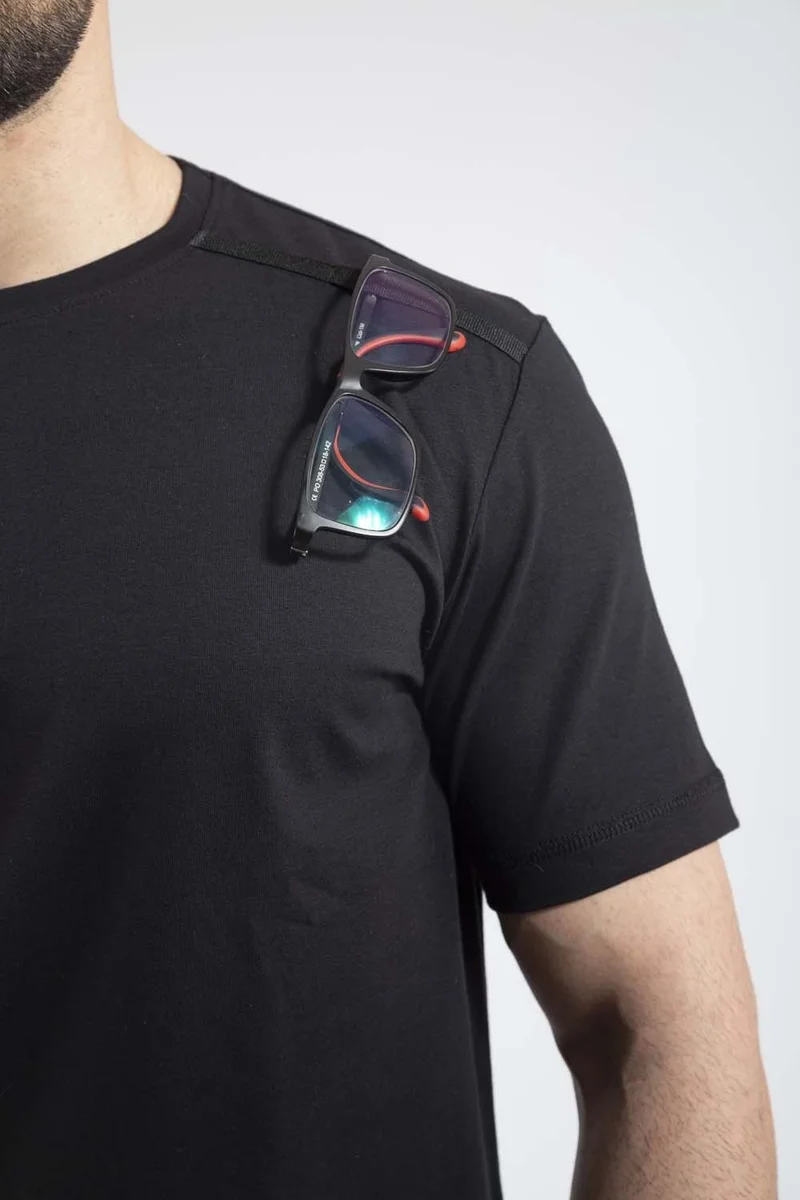VAV Wear Zero Collar, Short Sleeve, Underarm Mesh, Glasses Strap T-shirt (Basetı-03)