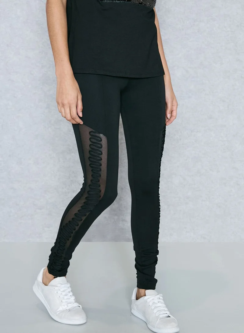 Ginger Basics Lace Side Mesh Leggings