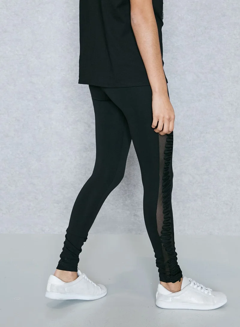 Ginger Basics Lace Side Mesh Leggings