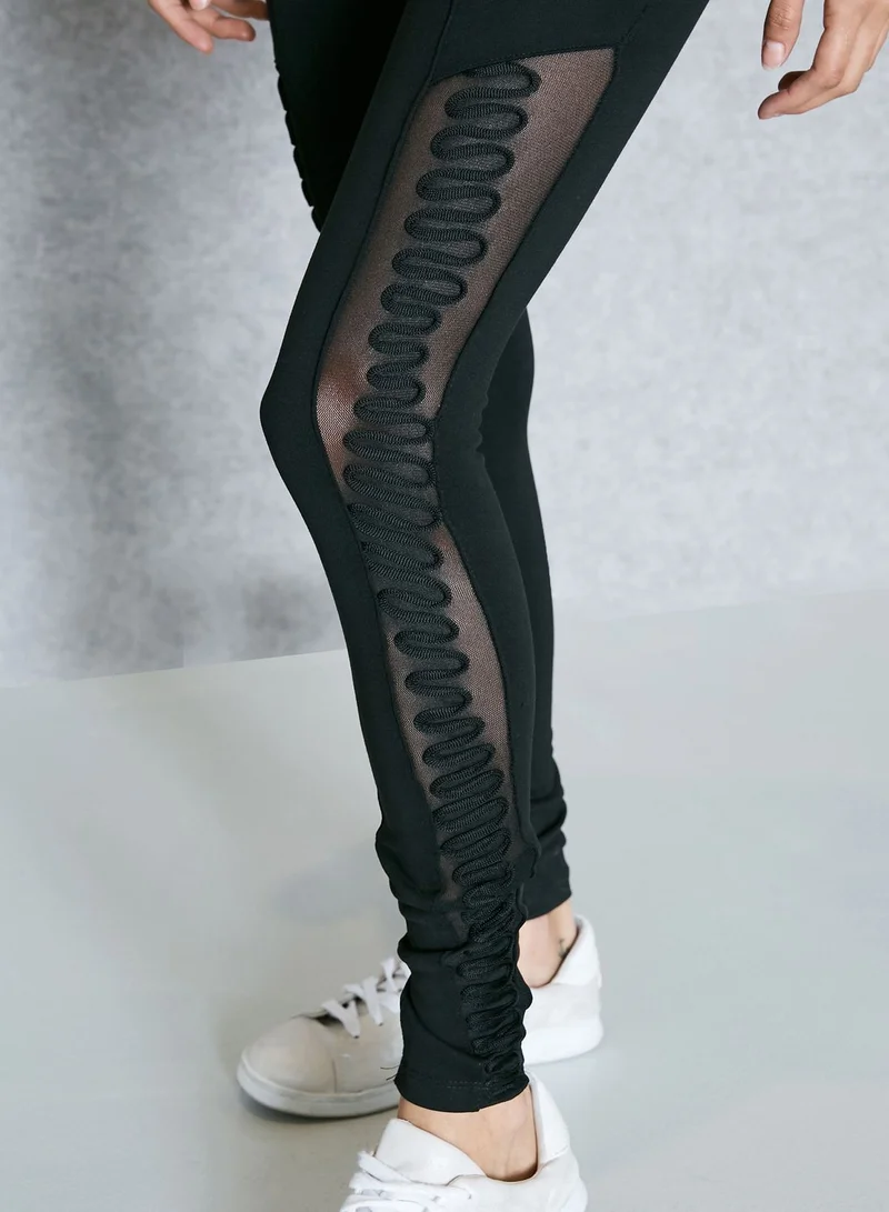 Ginger Basics Lace Side Mesh Leggings