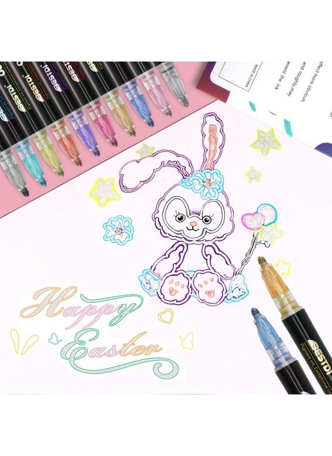 MAITING Shimmer Marker Set,Outline Pens Shimmer Markers Pens,Apply To Gift Card Writing Drawing Pens For Card Writing,Birthday Greeting Card,Painting,Diy Art Crafts,Christmas Gifts（12 Colors）  - Image 1