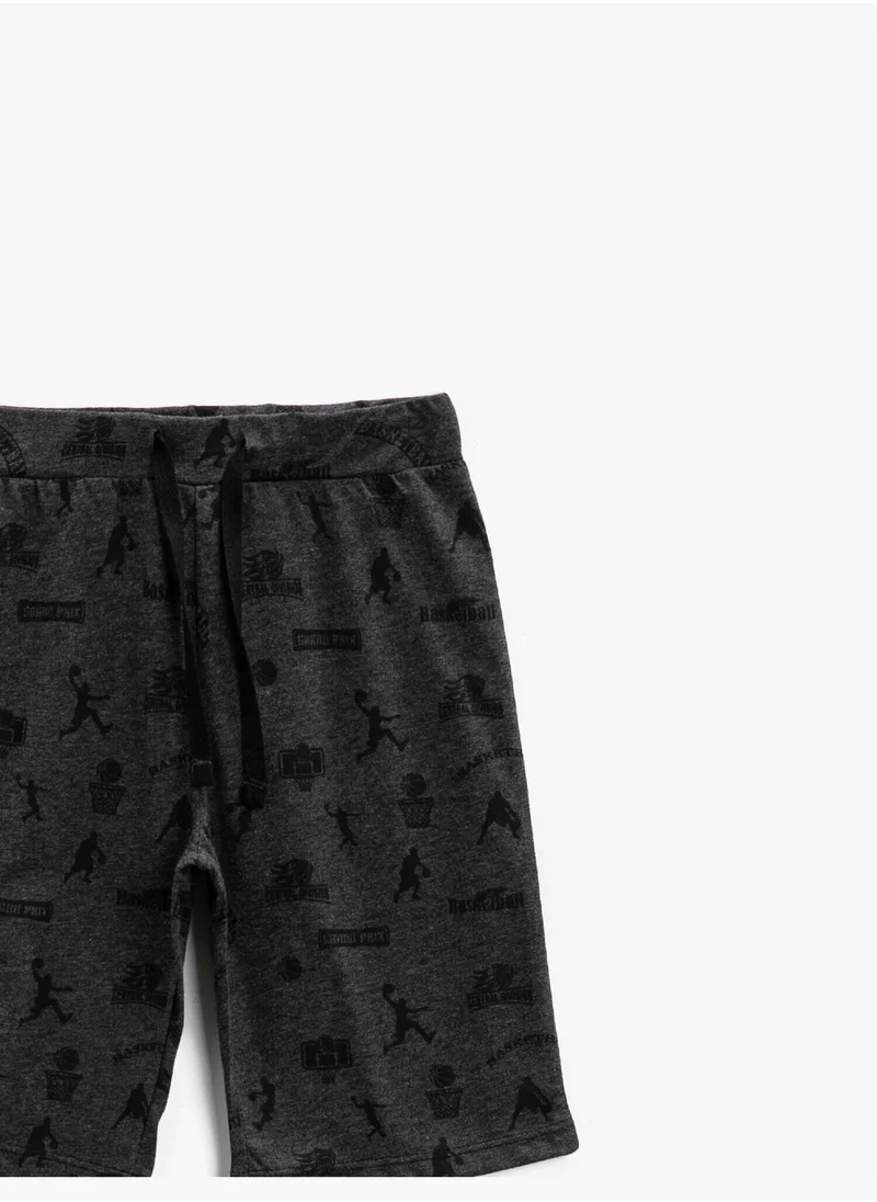 KOTON Printed Shorts Cotton Drawstring