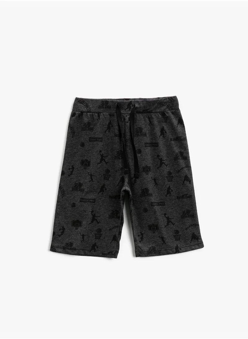 KOTON Printed Shorts Cotton Drawstring