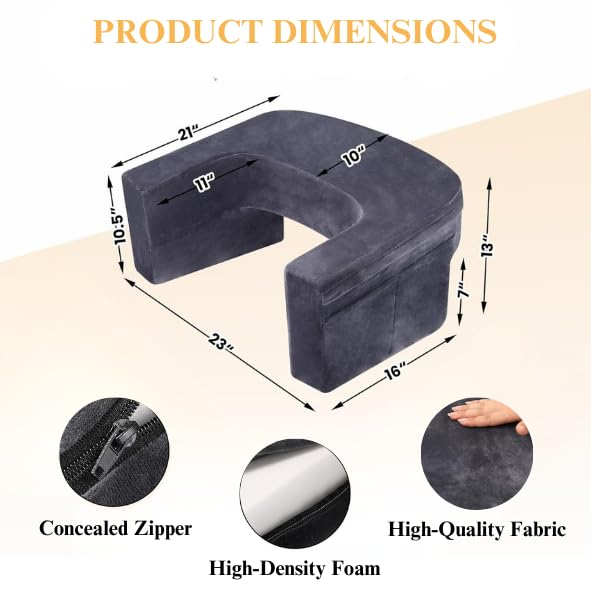 CUSHIO Lap Desk & Adjustable Wedge Combo for Laptops, Study and Reading | Memory Foam Adjustable Wedge for Back Support & Lap Desk Pillow-Gaming & Reading Pillow (Grey) - Image 2