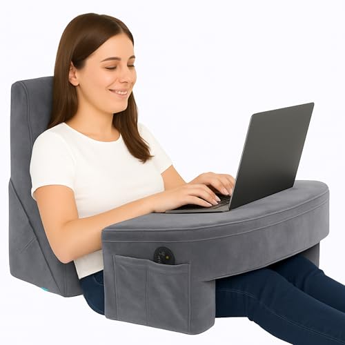CUSHIO Lap Desk & Adjustable Wedge Combo for Laptops, Study and Reading | Memory Foam Adjustable Wedge for Back Support & Lap Desk Pillow-Gaming & Reading Pillow (Grey) - Image 1