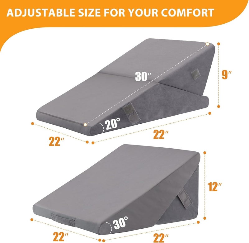 CUSHIO Lap Desk & Adjustable Wedge Combo for Laptops, Study and Reading | Memory Foam Adjustable Wedge for Back Support & Lap Desk Pillow-Gaming & Reading Pillow (Grey) - Image 3