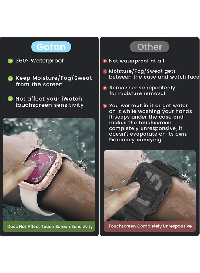 جراب صلب مقاوم للماء 3 في 1 لحماية شاشة Apple Watch 41 مم، غطاء حماية كامل 360 درجة + مصد خلفي صلب من البولي كربونات لسلسلة iWatch 9/8/7، 41 مم - Image 5