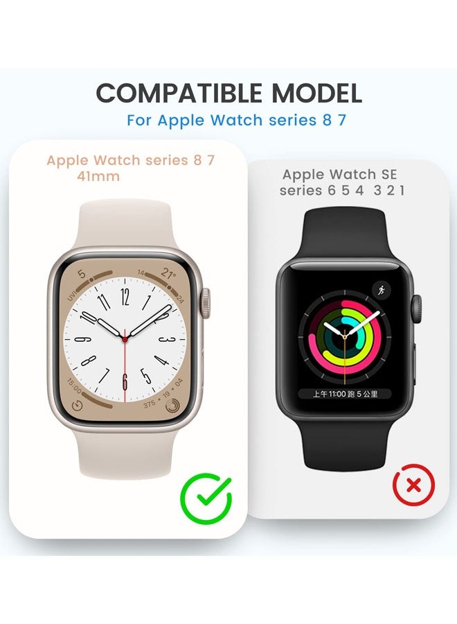 جراب صلب مقاوم للماء 3 في 1 لحماية شاشة Apple Watch 41 مم، غطاء حماية كامل 360 درجة + مصد خلفي صلب من البولي كربونات لسلسلة iWatch 9/8/7، 41 مم - Image 2