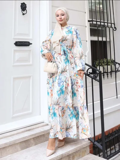 BIG DART BDART Buttoned Crew Neck Maxi Dress with Waistband