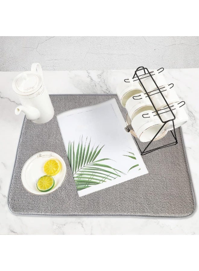 TERRIFI Large Dish Drying Mat for Kitchen Counter, 2 Pcs Absorbent Dish Drainer Mat, Super Absorbent Dish Drying Pads, for Countertops, sinks, draining racks(Gray) - Image 5