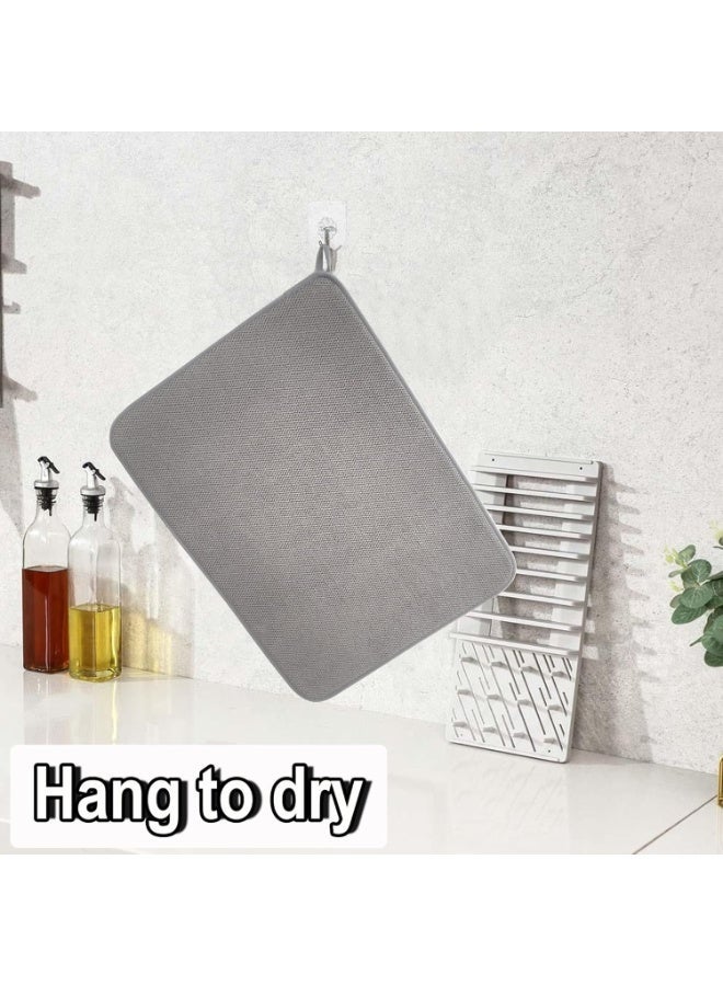 TERRIFI Large Dish Drying Mat for Kitchen Counter, 2 Pcs Absorbent Dish Drainer Mat, Super Absorbent Dish Drying Pads, for Countertops, sinks, draining racks(Gray) - Image 2