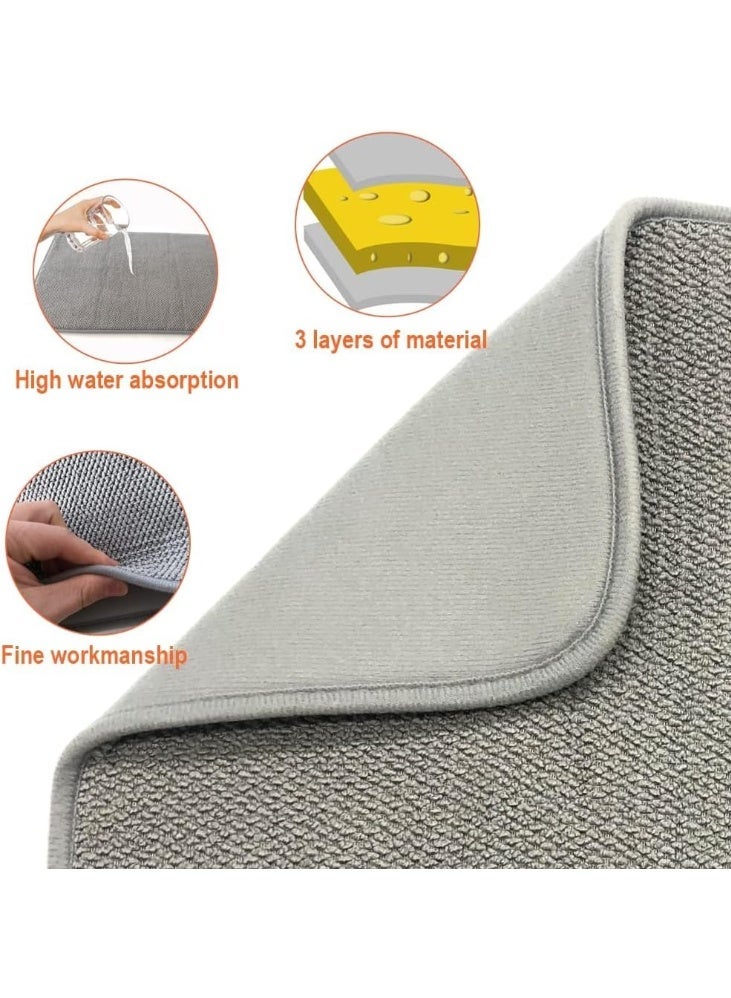 TERRIFI Large Dish Drying Mat for Kitchen Counter, 2 Pcs Absorbent Dish Drainer Mat, Super Absorbent Dish Drying Pads, for Countertops, sinks, draining racks(Gray) - Image 4