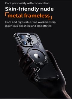 General Luxury Metal Z-Shaped Magnetic MagSafe Stand Phone Case for iPhone 16ProMax/16Pro Detachable Snap Frameless Shock Resistant Case  - Image 5