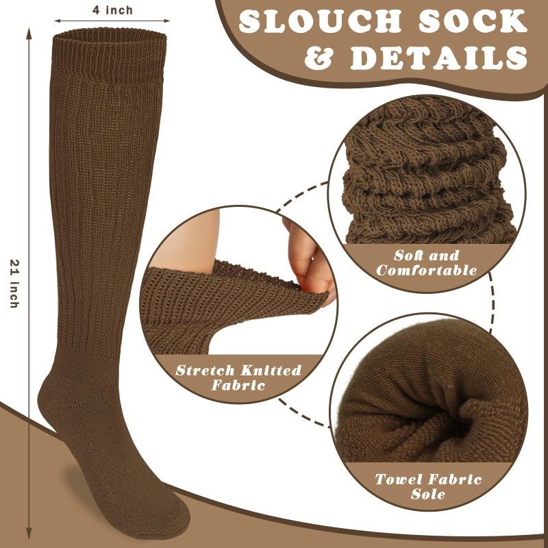 Justay 4 Pairs Slouchy Socks for Women, Scrunch Boot Long Knee High Knit Tube Athletic Slouch Socks for Woman - Image 4